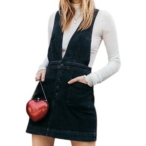 Free People Black Denim Overall Dress Size 2